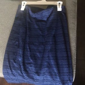 Navy Cotton Spandex Eyelet Skirt